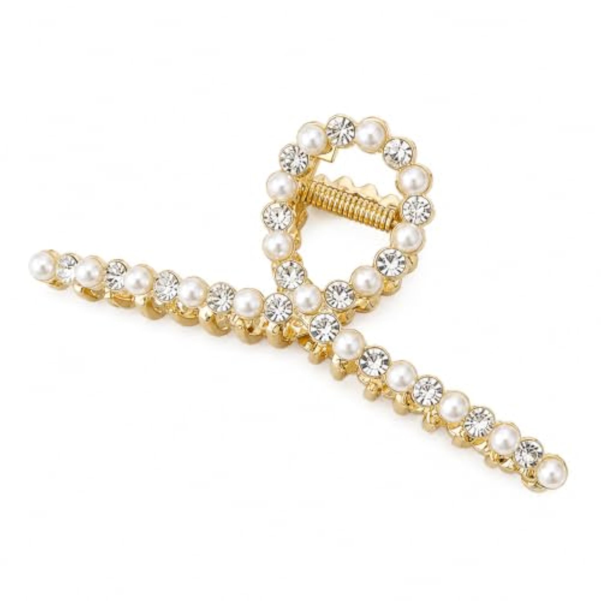 Pearl Crystal Loop Hair Claw, Lightweight Hair Accessory for Women
